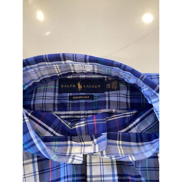 Ralph Lauren Performance Long Sleeve Button Up Sz 2XB Plaid Blue - Picture 6 of 8